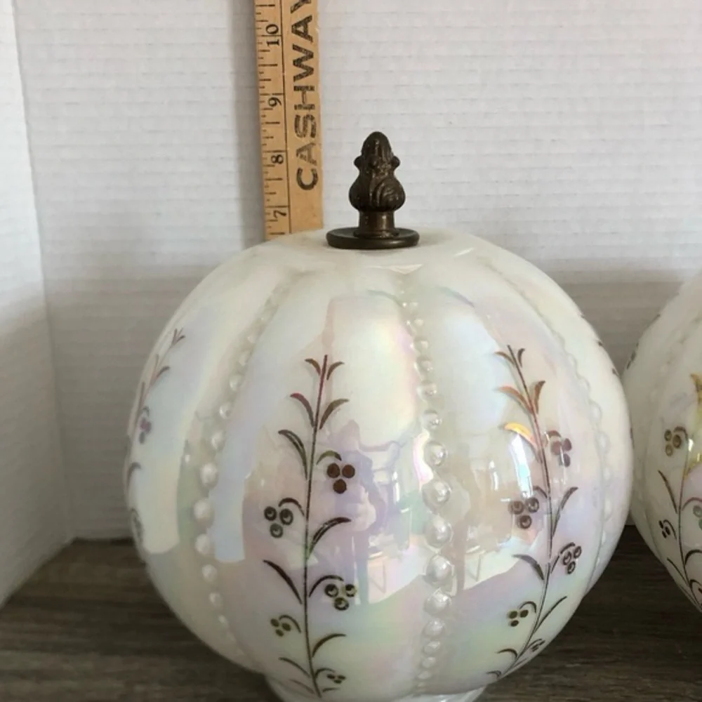 Vtg Pearlescent Globe Light Shades